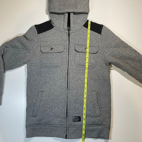 Matix Boys Sherpa Lined Full Zip Hoodie Jacket Gray Black Shoulder Sz L 10/12 - Picture 5 of 9